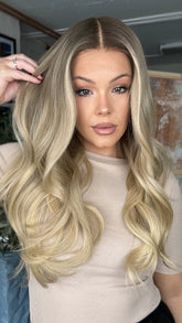 Ombre Ashy Blonde Wigs 100% Real Human Hair for Caucasian 180% Density